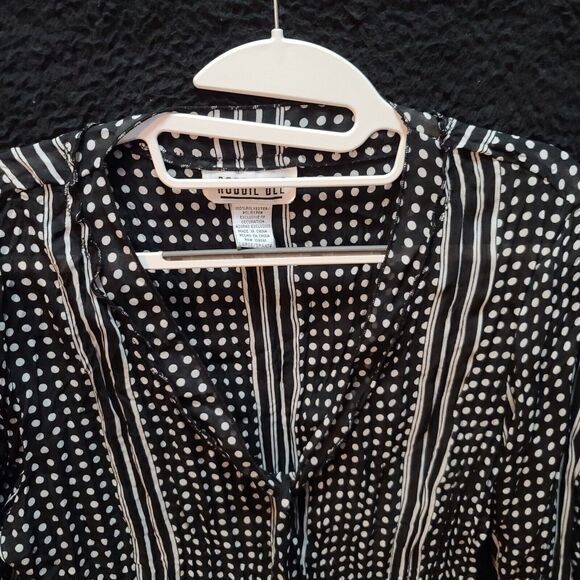 Robbie Bee Womens Blouse Multicolor Size Large 100% Polyester Long Sleeve Button - Picture 7 of 12